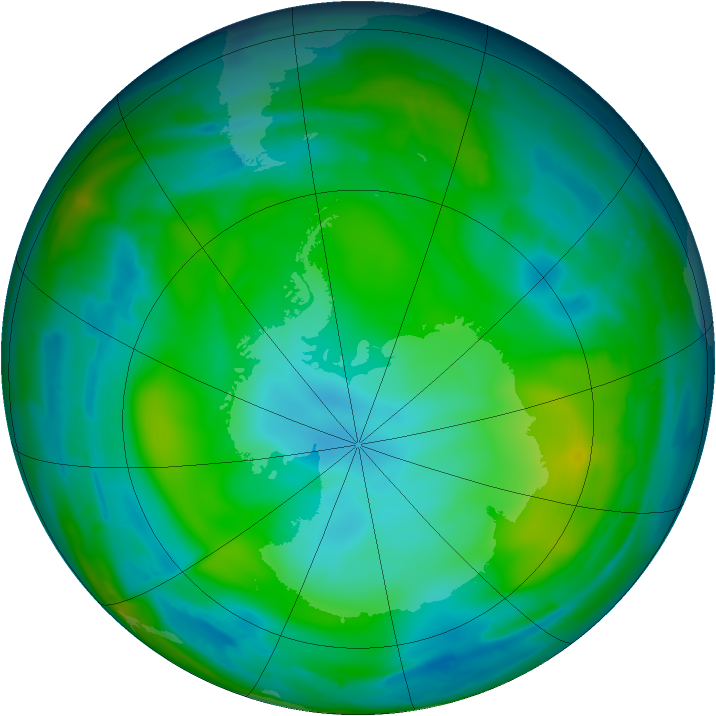 Antarctic ozone map for 08 June 2010